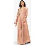 Aprikose Bestickte Ärmellose Apart Maxi Abendkleider rückenfrei mit Reißverschluss aus Chiffon für Damen Übergrößen 