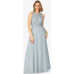 Reduzierte Hellblaue Ärmellose Apart Maxi Rundhals-Ausschnitt Lange Abendkleider mit Reißverschluss aus Chiffon enganliegend für Damen Größe S für den für den Sommer 