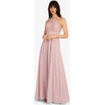 Reduzierte Rosa Ärmellose Apart Maxi Rundhals-Ausschnitt Lange Abendkleider mit Reißverschluss aus Chiffon für Damen Größe L 
