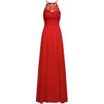 Rote Apart Chiffon-Abendkleider mit Cutwork mit Reißverschluss aus Chiffon für Damen Größe L 