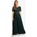 Reduzierte Emeraldfarbene Kurzärmelige Apart Maxi Rundhals-Ausschnitt Lange Abendkleider mit Reißverschluss aus Chiffon für Damen 