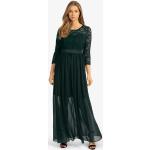 Reduzierte Emeraldfarbene 3/4-ärmelige Apart Maxi Rundhals-Ausschnitt Lange Abendkleider mit Reißverschluss aus Chiffon für Damen 