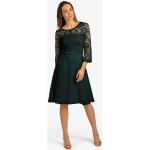 Reduzierte Emeraldfarbene 3/4-ärmelige Apart Midi Rundhals-Ausschnitt Chiffon-Abendkleider mit Reißverschluss aus Chiffon enganliegend für Damen für Partys 