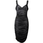 Schwarze Sexy Apart Midi Kurze Abendkleider aus Jersey für Damen Größe M für Partys 