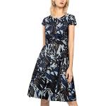 APART Fashion Damen Jacquard Dress Partykleid, Nachtblau-multicolor, 38 EU