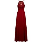 Rote Apart Maxi Lange Abendkleider mit Cutwork mit Reißverschluss aus Chiffon für Damen Größe S 