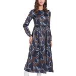 Dunkelblaue Langärmelige Apart Winterkleider mit Reißverschluss aus Viskose für Damen Größe XS 