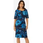 Reduzierte Blaue Blumenmuster Elegante Apart Asymmetrische Jerseykleider mit Reißverschluss aus Jersey für Damen Größe XS 
