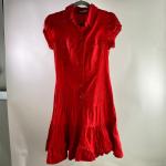 Rote Kurzärmelige Apart Kleider A-Linie aus Baumwolle für Damen Größe M 