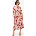 Reduzierte Rosa Blumenmuster Langärmelige Apart Maxi Sommerkleider mit Knopf aus Polyester enganliegend für Damen für den für den Sommer 