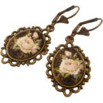 Rosa Motiv Antike Cabochon Ohrringe mit Rosenmotiv aus Metall für Damen 