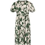 Grüne Apart Mini V-Ausschnitt Kurze Abendkleider mit Puffärmeln mit Knopf für Damen Größe L 