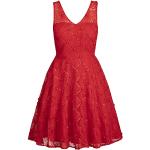 Rote Ärmellose Apart V-Ausschnitt Festliche Kleider mit Reißverschluss für Damen Größe M 