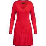 Rote Langärmelige Apart V-Ausschnitt Strickkleider für Damen Größe M 