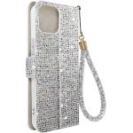 Silberne iPhone 14 Hüllen Art: Flip Cases mit Glitzer aus Silikon mit Band 