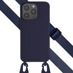 Dunkelblaue iPhone 15 Pro Hüllen Art: Soft Cases aus Silikon mit Band 
