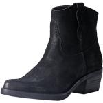 Schwarze Blockabsatz Cowboy-Boots & Cowboystiefeletten ohne Verschluss aus Leder für Damen Größe 38 