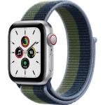 Silberne Apple Watch Watch OS Smartwatches aus Aluminium mit Binär-Zifferblatt mit GPS mit LTE mit Höhenmesser für Herren 