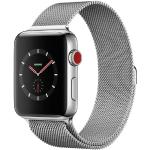Silberne Apple Watch Armbanduhren aus Edelstahl mit GPS mit Milanaise-Armband 