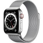 Silberne Apple Watch Uhrenarmbänder aus Aluminium mit GPS mit Milanaise-Armband 
