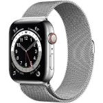 Silberne Apple Watch Uhrenarmbänder aus Stahl mit GPS mit Milanaise-Armband 