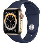 Goldenes Apple Watch Uhrenzubehör aus Edelstahl mit OLED-Zifferblatt mit GPS mit LTE für Herren 