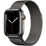 Anthrazitfarbene Apple Watch Armbanduhren aus Edelstahl mit GPS mit Milanaise-Armband 