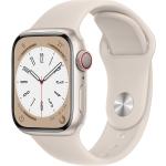 Beige Apple Watch Series 8 Smartwatches aus Aluminium mit GPS 