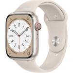 Weiße Apple Watch Series 8 Smartwatches aus Aluminium mit GPS 