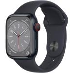 Apple Watch (Series 8) 2022 GPS + Cellular 41 mm - Aluminium Mitternacht - Sportarmband Schwarz