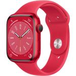 Rote Apple Watch Series 8 Smartwatches aus Aluminium mit GPS 