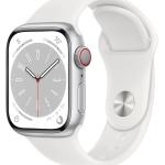 Apple Watch (Series 8) 2022 GPS + Cellular 41 mm - Aluminium Silber - Sportarmband Weiß