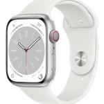 Apple Watch (Series 8) 2022 GPS + Cellular 45 mm - Aluminium Silber - Sportarmband Weiß
