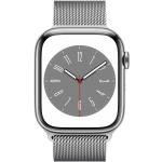 Silbernes Apple Watch Series 8 Uhrenzubehör aus Stahl mit GPS mit Milanaise-Armband 