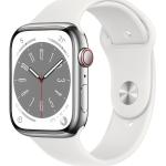 Silberne Apple Watch Series 8 Smartwatches aus Stahl mit GPS 