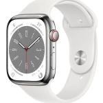 Reduzierte Silberne Wasserdichte Apple Watch Series 8 Smartwatches aus Edelstahl mit OLED-Zifferblatt mit GPS mit Bluetooth mit Höhenmesser zum Sport 