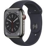 Anthrazitfarbene Apple Watch Series 8 Armbanduhren aus Edelstahl mit GPS 