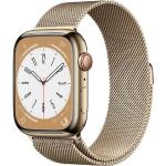 Goldene Wasserdichte Apple Watch Smartwatches aus Edelstahl mit OLED-Zifferblatt mit GPS mit Bluetooth mit Höhenmesser mit Milanaise-Armband zum Fitnesstraining 