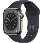 Anthrazitfarbene Apple Watch Series 8 Armbanduhren aus Edelstahl mit GPS 
