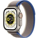Apple Watch Ultra [GPS + Cellular, inkl. Nylon Trail Loop S/M blau/grau] Titangehäuse silber (Neu differenzbesteuert)