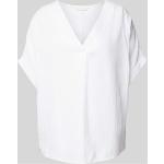 Offwhitefarbene Unifarbene Apricot V-Ausschnitt Blusenshirts & Schlusen aus Baumwolle für Damen Größe M 