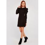Schwarze Unifarbene Langärmelige Apricot Rundhals-Ausschnitt Bandage-Kleider & Bodycon-Kleider mit Puffärmeln aus Polyester für Damen Größe XS 