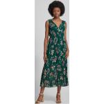 Grüne Blumenmuster Apricot Maxi V-Ausschnitt Wickelkleider aus Polyester für Damen Größe XS 