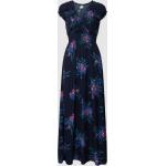 Marineblaue Blumenmuster Apricot Midi Midikleider & knielange Kleider aus Viskose für Damen Größe S 