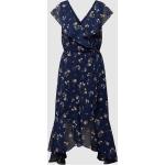 Marineblaue Blumenmuster Apricot Midi Midikleider & knielange Kleider aus Polyester für Damen Größe S 