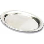 Silberne APS Ovale Serviertabletts matt aus Edelstahl stapelbar 