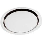Silberne Runde Runde Tabletts 35 cm aus Edelstahl stapelbar 4-teilig 