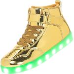 Goldene LED Schuhe & Blink Schuhe mit Schnürsenkel rutschfest für Kinder Größe 32 