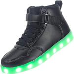 Schwarze LED Schuhe & Blink Schuhe mit Schnürsenkel rutschfest für Kinder Größe 32 