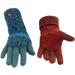 Türkise Nachhaltige Fingerhandschuhe aus Alpaka-Wolle für Damen Größe L für den für den Winter 